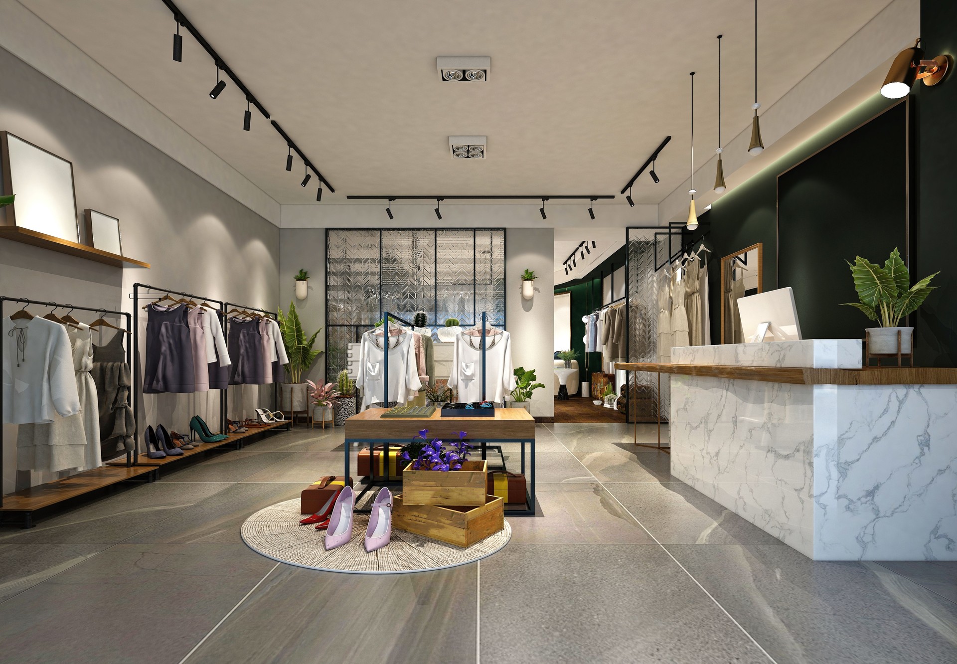 3d render of fashion clothing shop