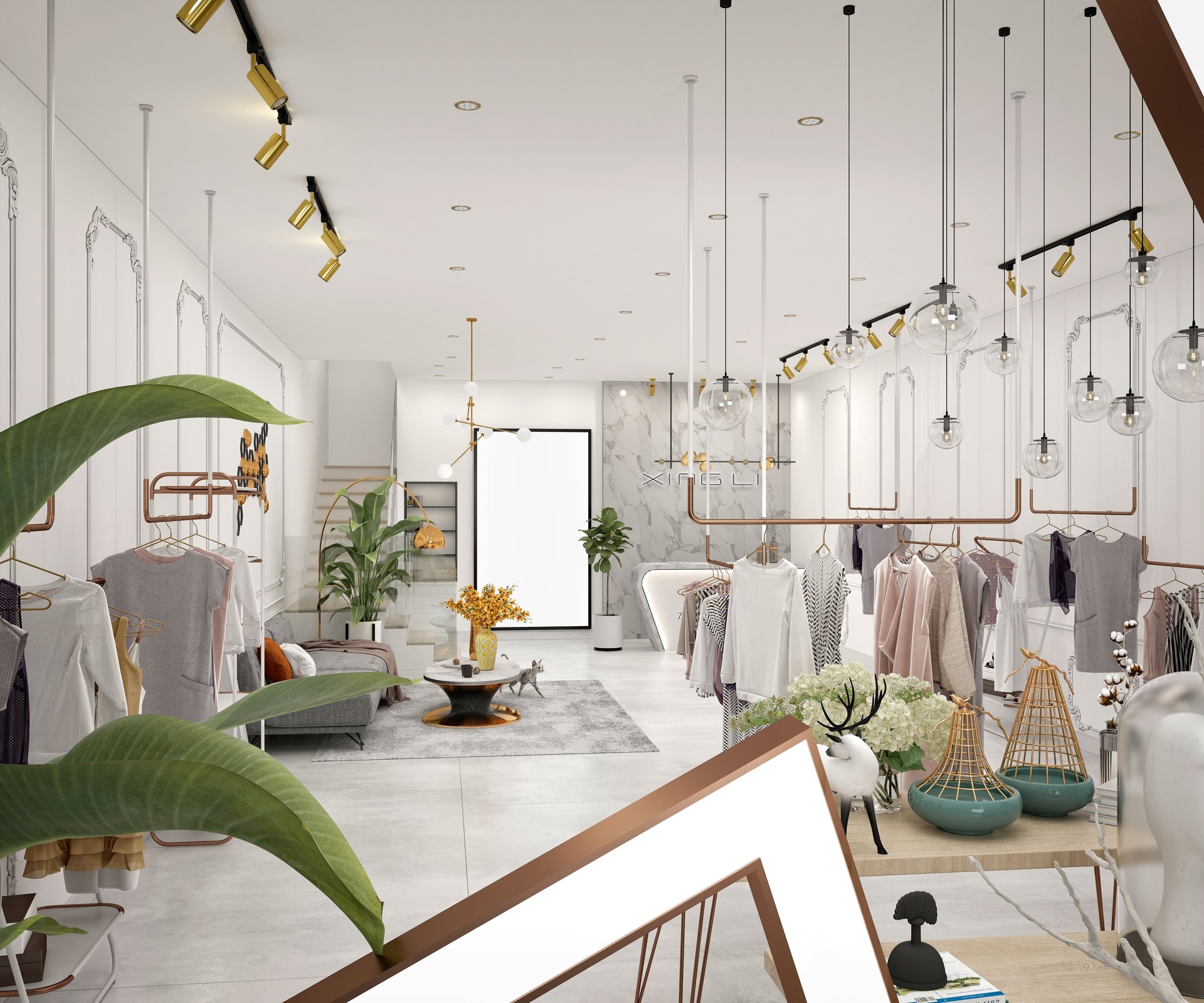 3d render fashion shop cloth store