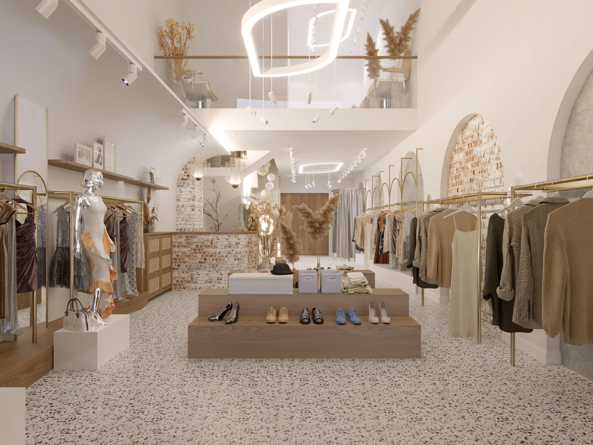 Modern fashion shop, 3d rendering.